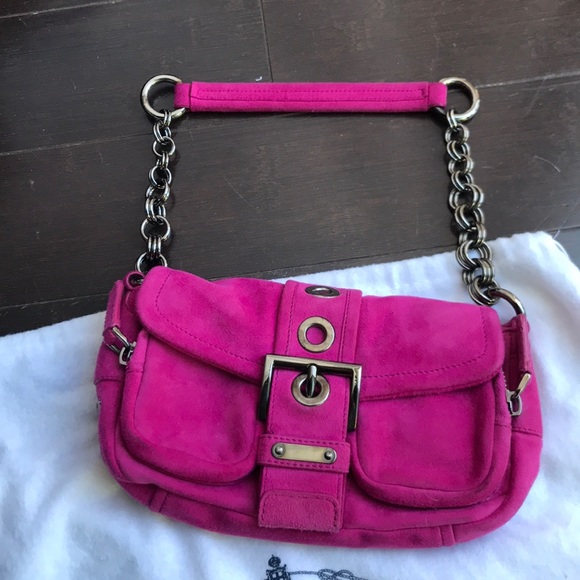 Prada Pattina Fuxia Camoscio Micro Suede Handbag - Picture 2 of 5